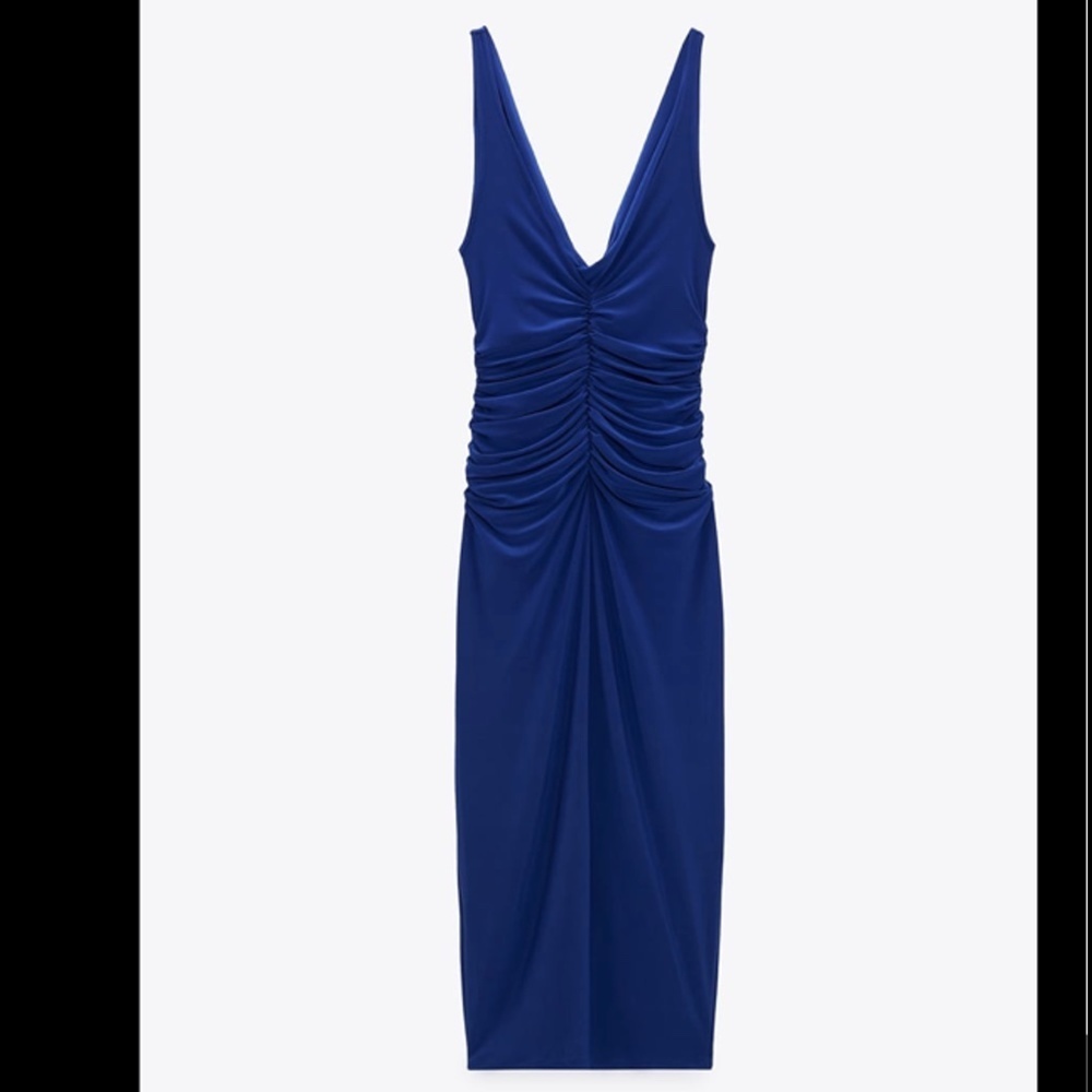 💙DRAPED MIDI DRESS - Picture 2 of 4